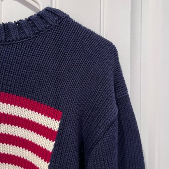 Brandy Melville Navy Blue American Flag Sweater Vintage Winter Fall Comfy - Picture 7 of 9